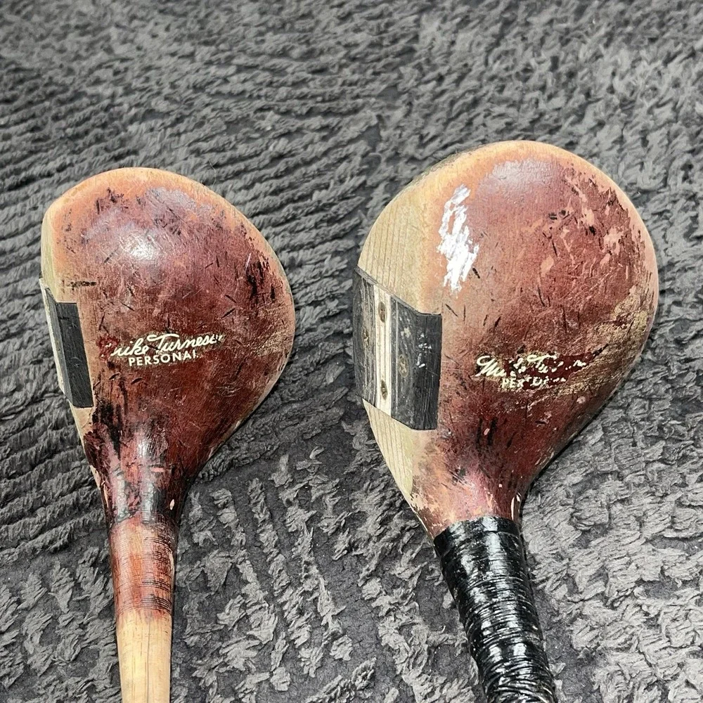 Vintage Spalding Wood Golf Clubs Set Driver 1 &‎ 3 Fairway Rik & Turner Personal